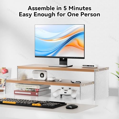 YGYQZ Adjustable Monitor Stand Riser, 7.67"×19.3" Dual Monitor Desk Stand