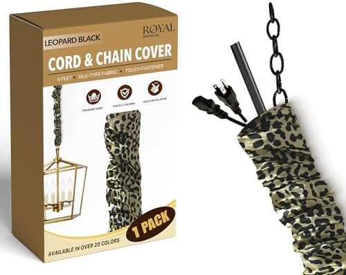 Royal Designs, Inc. Cord & Chain Cover 4 ft Silk Type Fabric, Chandelier Pendant Lighting Chain & Cable Management, Touc