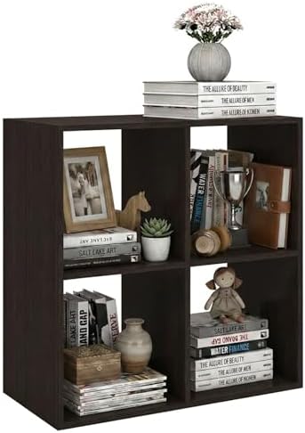 WannabeMyself【Easy Assembly】 4 Cube Storage Organizer with Anti-Tipping Kits,Reversible Open Back Book Shelf, Bookcase f