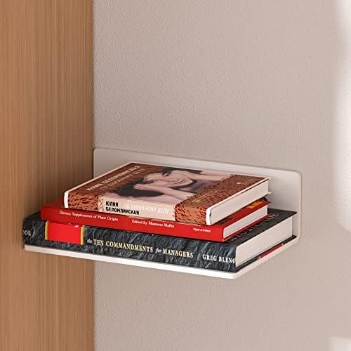 Sezanrpt 9 Inches Acrylic Wall Shelves 2 Pack, Floating Shelf for Wall Mounting, Acrylic Display Ledges for Funko Pop Figures, Home Décor, Living Room, Gaming Room, Plants(9 inch, White)