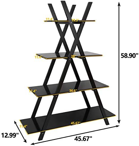 ZENY 4-Tier Bookshelf A Frame Bookcase, Home and Office Organizer, Storage and Display Rack