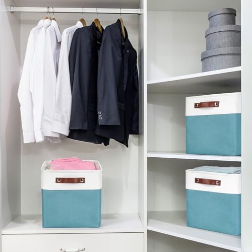 Bagnizer Collapsible Fabric Storage Cubes 11x11 Cube Storage Bins, 4 Pack Closet Baskets Box with Handles for Organizing