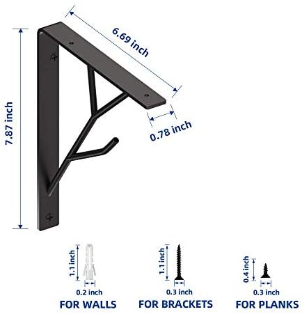 Mocomax 8 Inch Decorative Shelf Brackets, Heavy Duty Floating Shelves, Wall Mount Shelving Bracket, Hardware L Shape Tre