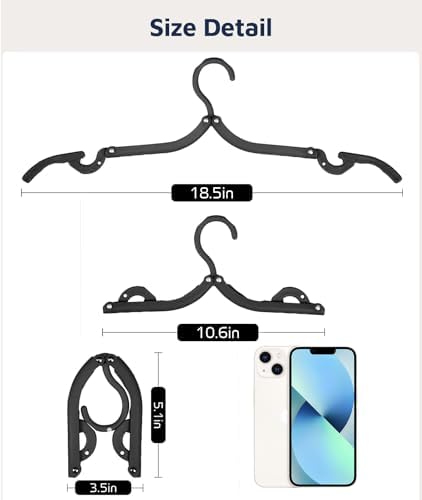 50 Pcs Travel Hangers, Cruise Ship Essentials Foldable Hangers Plastic Travel Essentials, Portable Cruises Must Haves 2026 for Skirt, Suitcase, RV Camping Airplane Europe Vacation Essential, Black