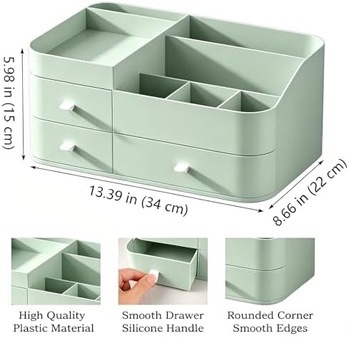 Makeup Organizer with 3 Drawers, Bathroom Counter Organizer.
