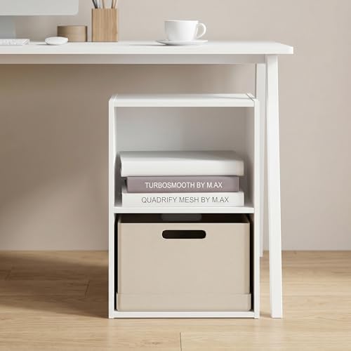 2-Tier Bookshelf, Cube Bookcase, Book Shelf, Cube Storage Organizer with Open Shelf, 9 x 16 x 21, for Home Office, Livin