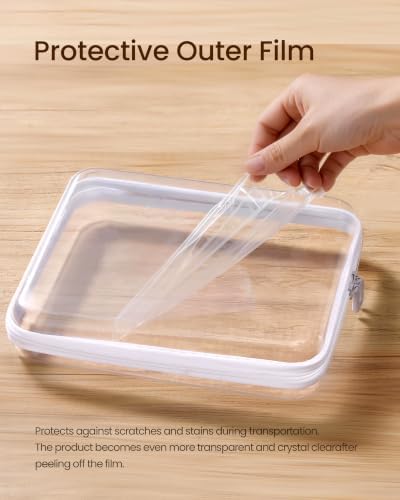CoiiJoii 6PCS Large Clear Hard Shell Zippered Case, Diaper Bag Organizing Pouches, Waterproof Cosmetic Bag, Storage Orga