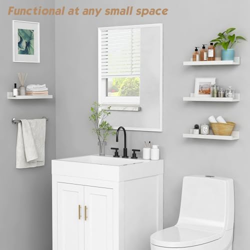 16 Inch Picture Ledge Shelf, Photo Floating Shelves with Lip for Wall