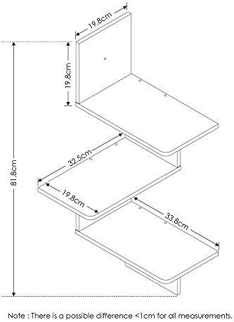 Furinno Rossi 3-Tier Corner Floating Shelves for Wall, French Oak