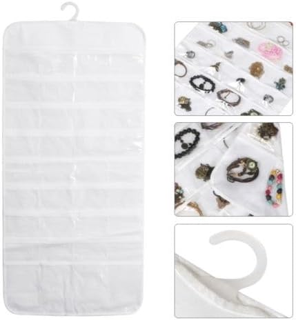 Double-Sided Hanging Jewelry Organizer with 72 Soft Clear Pockets for Holding Jewelries