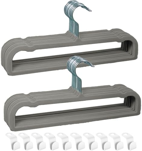Velvet Hangers Non Slip - 20 Pack Pants Hangers for Grey Felt Hangers
