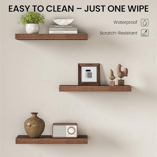 Fun Memories Floating Shelves for Wall 20 Inch, Set of 2 – Wall-Mounted Storage & Display Shelf with Invisible Bracket, 