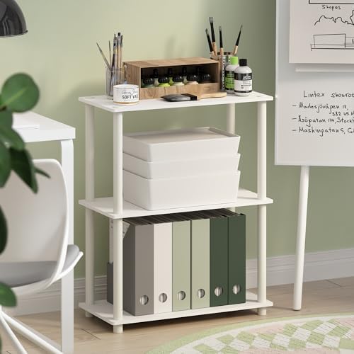Furinno Turn-N-Tube Storage Shelves, 3-Tier Book Shelf, Corner Shelf, Toolless Open Shelves, for Organization and Storag