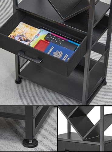Bookshelf with Drawer,10 Tier Tree Bookcase Retro Floor Standing Bookshelves,Tall Wood Bookcases with Cabinet Storage Or
