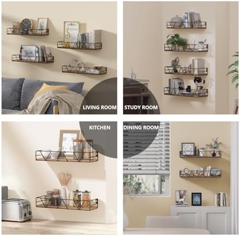 Floating Shelves Set of 4, Wood Wall Shelf, Farmhouse Shelf for Bedroom