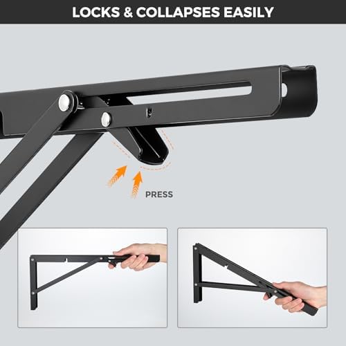 JOY DECOR Matte Black Folding Shelf Brackets, 12 Inch, 2 Pack