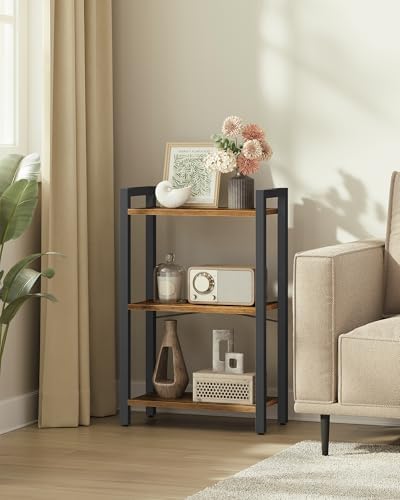 VASAGLE 3-Tier Bookshelf, Bookcase Book Shelf with Steel Frame