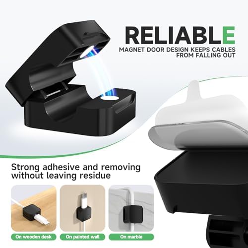 9 Black Magnetic Cable Clips