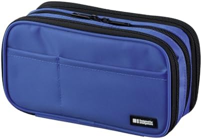 LIHIT LAB Large Capacity Triple Zipper Pencil Case For School Office College, Big Capacity 8 Compartments Pencil Bag Holder Adults Teen Boys Girls, Travel Cosmetics Storage, Blue (A7556-108)