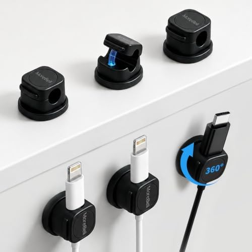 (Powerful Magnetic, 360° Rotation) Cable Holder, Magnet, Cable Clip, Wire Organizer, Desk Organizer, Storage Cord Clips,