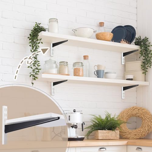 CroBlissful 20 Pcs Adjustable Shelf Brackets for Double Track System Closet Organization Heavy Duty Wire Shelf Brackets(