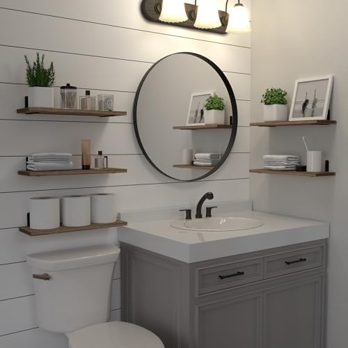 DOLLFIO Floating Wall Shelves, Decor & Storage, Rustic Brown, 16.5'', 5Pcs
