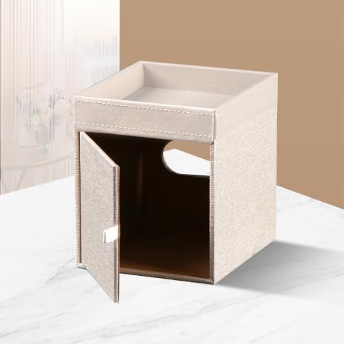 PU Leather Square Tissue Box Cover with Storage Tray,Modern Decorative Tissue Holder for Bathroom Vanity Night Stands, O