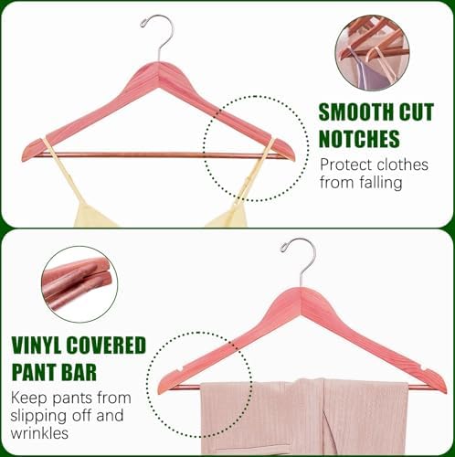 Amber Home 60 Pack Cedar Coat Hangers, Wooden Suit Hangers