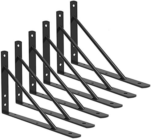 Shelf Brackets 14 Inch Heavy Duty Metal Shelf Holders, Industrial Rustic Farmhouse Iron Floating Shelf Bracket for Open 