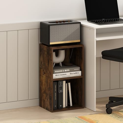 Furinno PASIR Book Shelf, 2-Tier Modern Bookshelf, Open Shelves Bookcase 9 x 12 x 21, Easy Assembly, for Living Room, Be