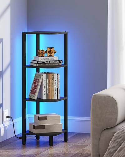 TUTOTAK Corner Shelf, 4-Tier Corner Bookshelf for Small Space