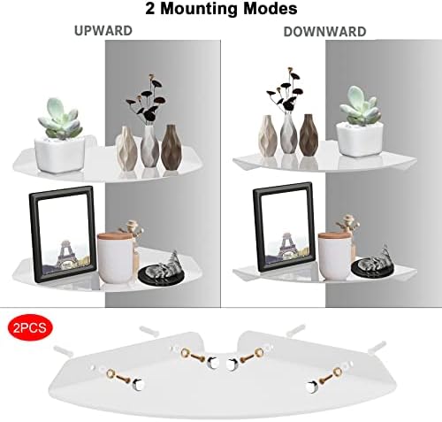 Cosmos 2 Pcs Acrylic Wall Mount Floating Corner Shelves Quarter Round Shower Shelf Hanging Corner Shelves Wall Storage D