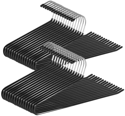 Open Ended Pants Hangers,30-Pack Clothes Hangers Space Saving, Non-Slip Black Metal Hangers, Space Saving Design for Jeans,Slacks,Scarf (Black)