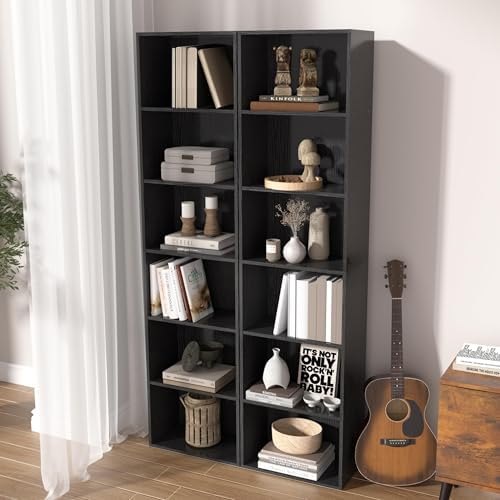 Wooden 6 Cube Storage Organizer, Vintage Brown 6 Cube Storage Shelf, 6 Tier Closet Organizers Storage Cubes Display Cubb