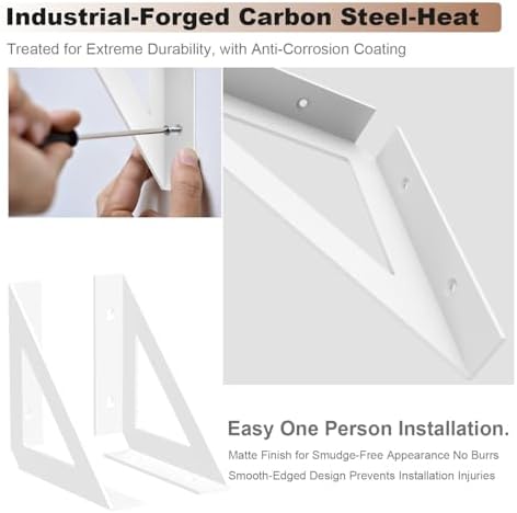 SOGAL White Shelf Brackets 6 Inch, Heavy Duty Wall Mount 4 Pack