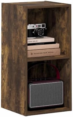 Furinno LUDER Book Shelf, 2-Cube Bookshelf, Bookcase, Amber Pine