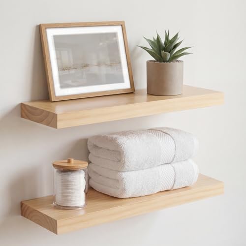 Homeforia 18 Inch Floating Shelves, High-End Solid Pine Wood, Set of 2