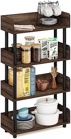 Furinno TURN-N-TUBE 4-Tier Display Shelf, Storage Shelves, Book Shelf, Open Shelves with Rounded Corner Top Edges, for O