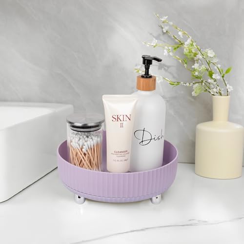 360 Rotating Makeup Perfume Organizer Skincare Tray, Small Purple