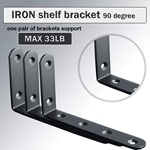 Shelf Brackets 16pcs Corner Brace Black Steel L Brackets for Shelves 5 Inch x 3 Inch Decorative Corner Brackets for Wall