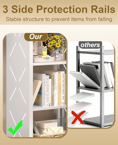 3-Tier Metal Bookshelf, Small Bookcase with Adjustable Shelves