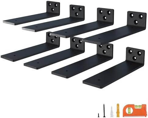 NEODROP 8-Pack 10 Inch Minimalistic Floating Shelf Brackets, Heavy Duty Hidden Shelves Bracket for Small Shelf, Kitchen 