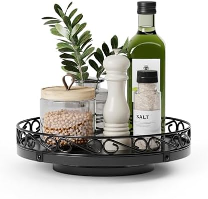 9" Lazy Susan Turntable Organizer for Table Top, Wood Lazy Susan Cabinet