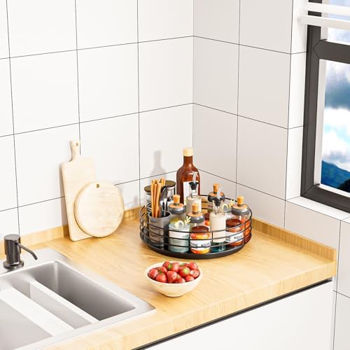 Snack Organizer - Versatile Snack Storage, Lazy Susan with Convenient Grab-and-Go Design, Metal Snack Holder for Home, O
