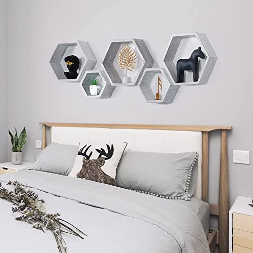 Hexagon Shelves,Floating Wall Shelf,Honeycomb Octagon Cube Shelves Wood