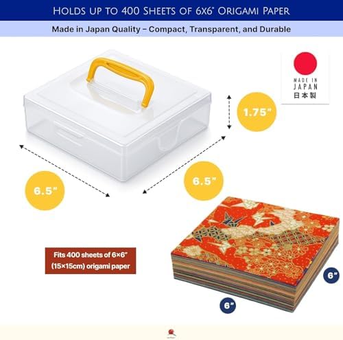 JapanBargain, Japanese Origami Paper Storage Box, Fits 6-inch Folding Paper up to 400 Sheets, Clear Plastic Craft Organi