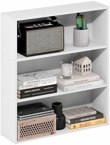 3-Tier Bookshelf, Storage Organizer Bookcase, Book Shelf with Open Shelf, 7 x 24 x 26, for Living Room, Home Office, Bed