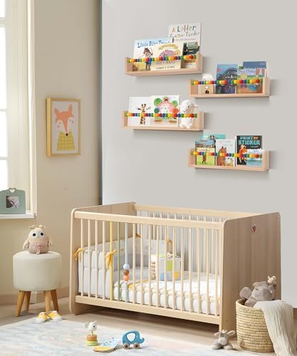 Nursery Book Shelves Wall Mounted Set of 4,Floating Book Shelves for Wall,Nursery Shelves for Bookshelf Wall,Kids Booksh