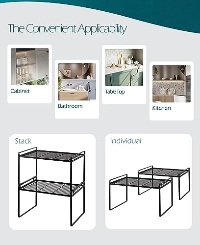 Shantton Cabinet Shelf Organizer, Pantry Shelf Rack, Black 16.1x10.6x9.5