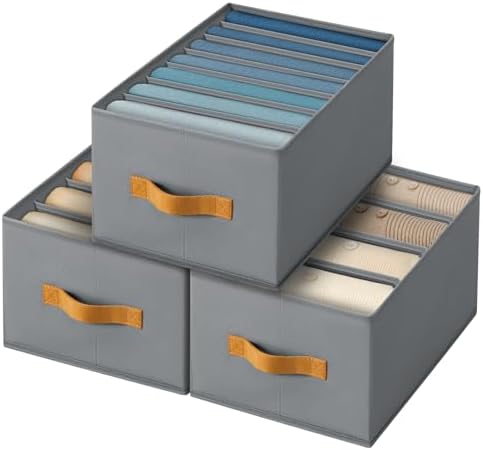 Homsorout Clothes Organizers and Storage - 4/5/7 Grids Fabric Jeans Organizer with Handles, Foldable Closet Organizers D
